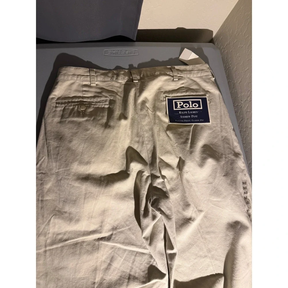 Vintage Polo Ralph Lauren Andrew Pant Pleated Chino Sand 36x32 New With Tags